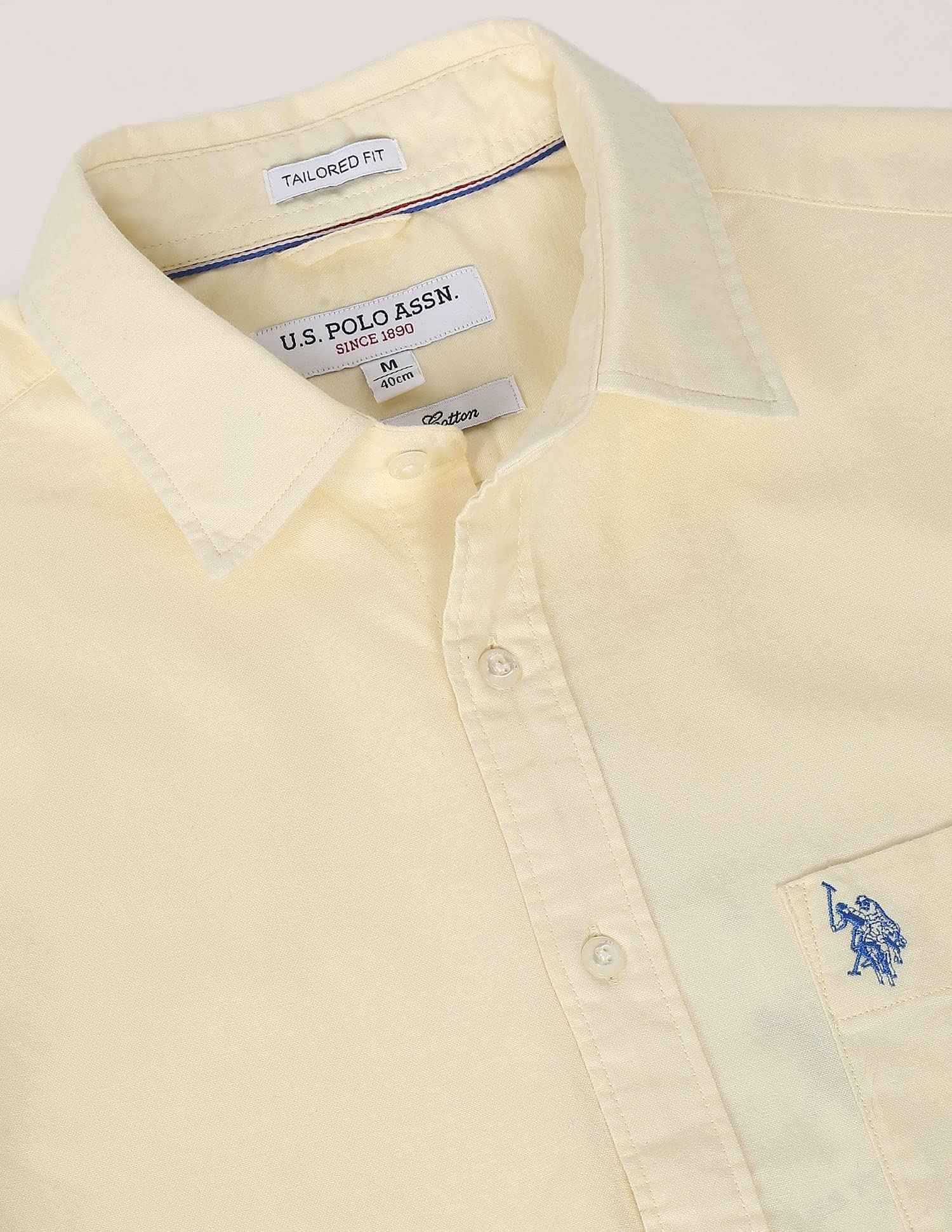 U.S. POLO ASSN. Men's Regular Fit Solid Oxford Fs Shirts (Usshtfx0015_Yellow_XL) SaumyasStore