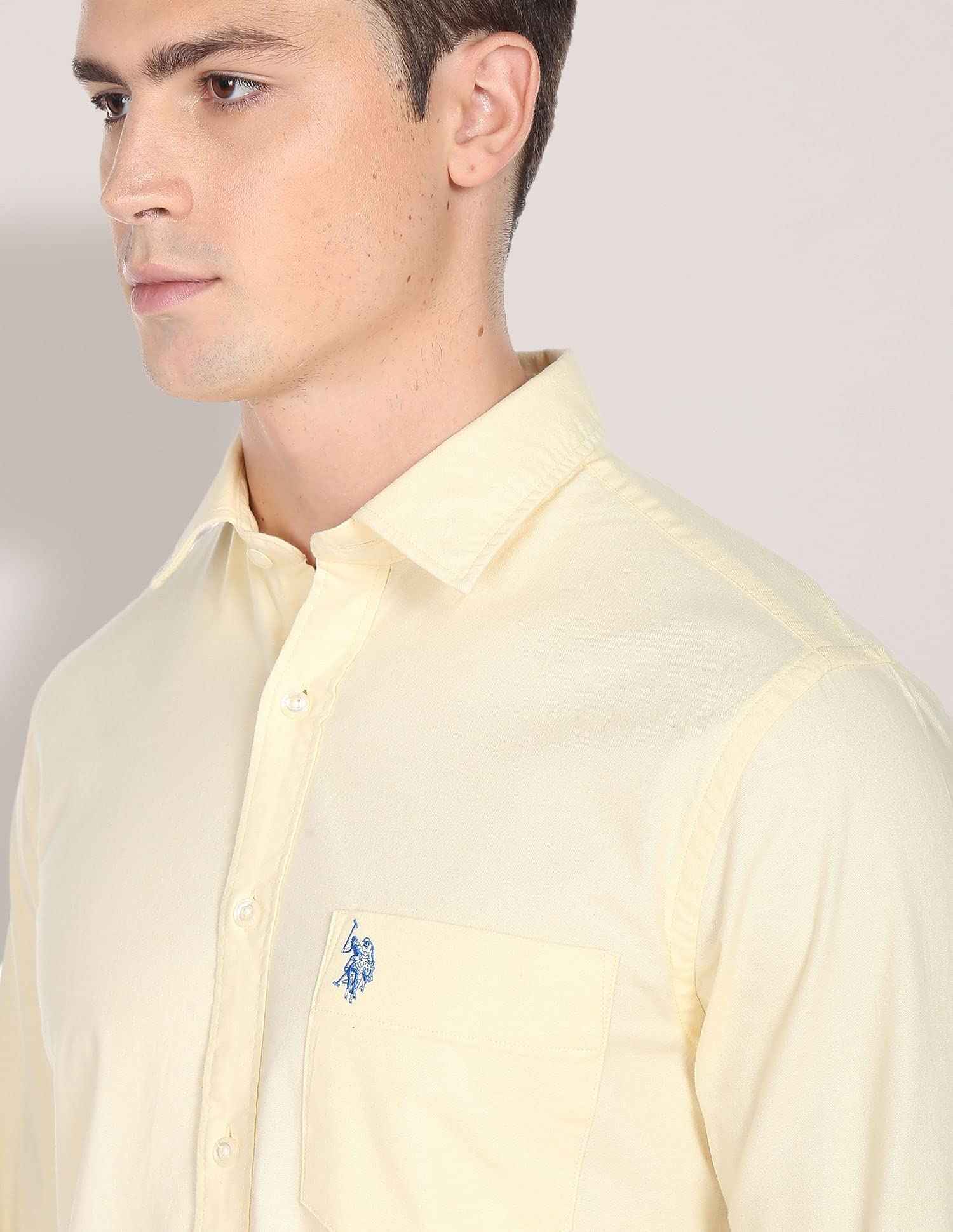 U.S. POLO ASSN. Men's Regular Fit Solid Oxford Fs Shirts (Usshtfx0015_Yellow_XL) SaumyasStore