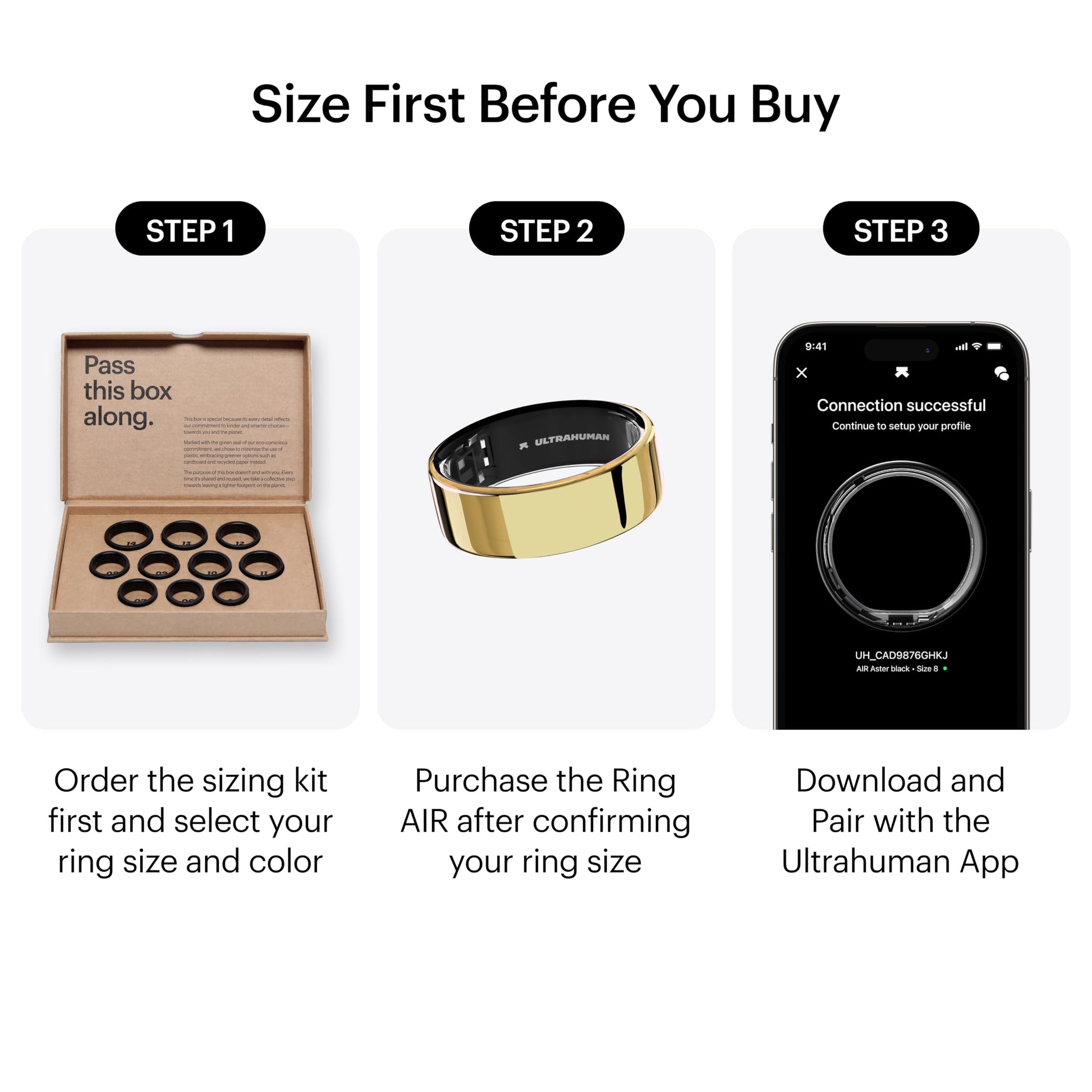 Ultrahuman Ring AIR-Smart Ring Activity Tracker, Size First with Ultrahuman Sizing Kit,Sleep Tracker,Smart Ring for Men/Women,Fitness Tracker (Bionic Gold, 13) SaumyasStore