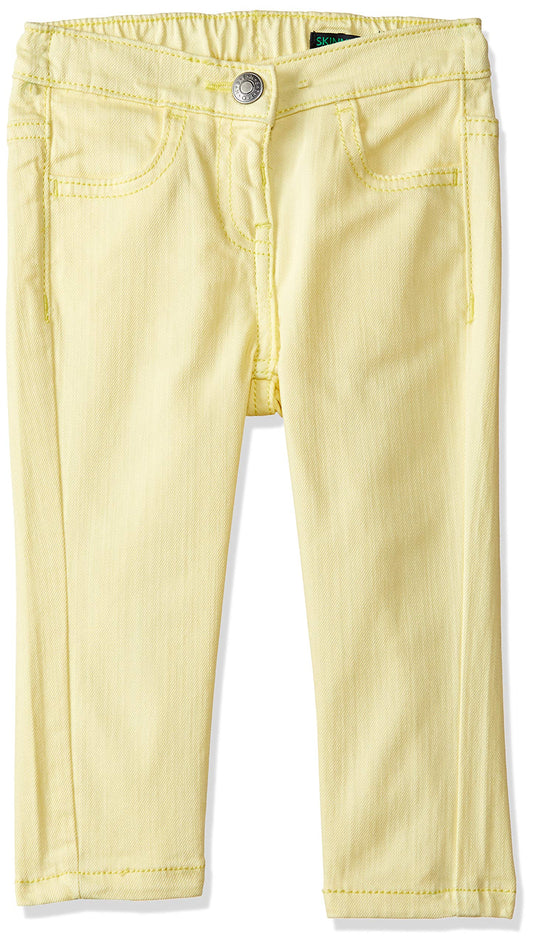 United Colors of Benetton Baby Girl's Regular fit Jeans (18A4DLQ57GY0G_07B_1Y_Bamboo (Yellow) 9-12 Months) SaumyasStore
