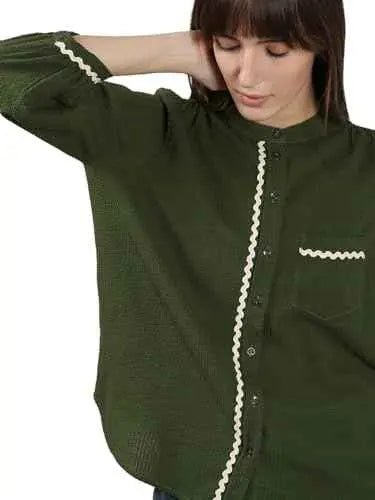 Vero Moda Women's Cotton Regular Fit Green Shirt SaumyasStore