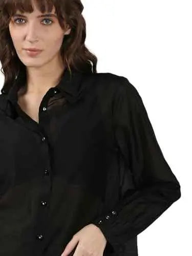 Vero Moda Women's Polyester Regular Fit Black Shirt SaumyasStore