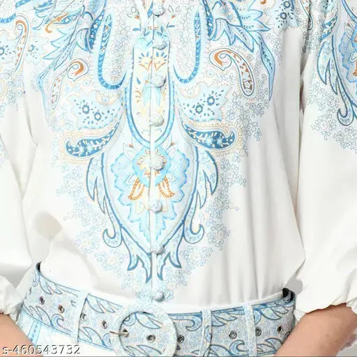 Vintage Print Glamour 2-Piece Blouse and Shorts Set SaumyasStore