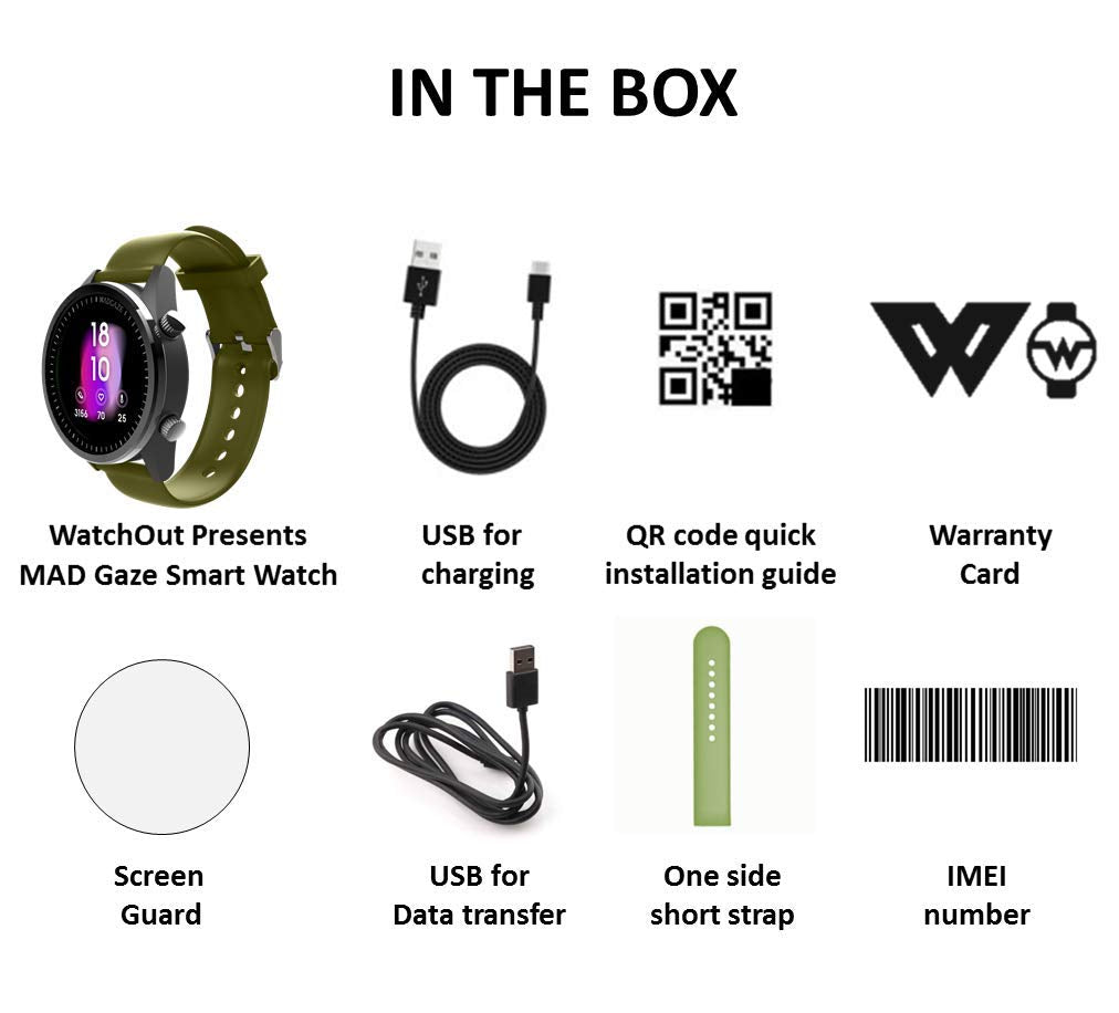 WatchOut Wearables Presents MadGaze : World's First Gesture Controlled & 4G IoT Enabled Smartwatch (Military Green Silicone) SaumyasStore