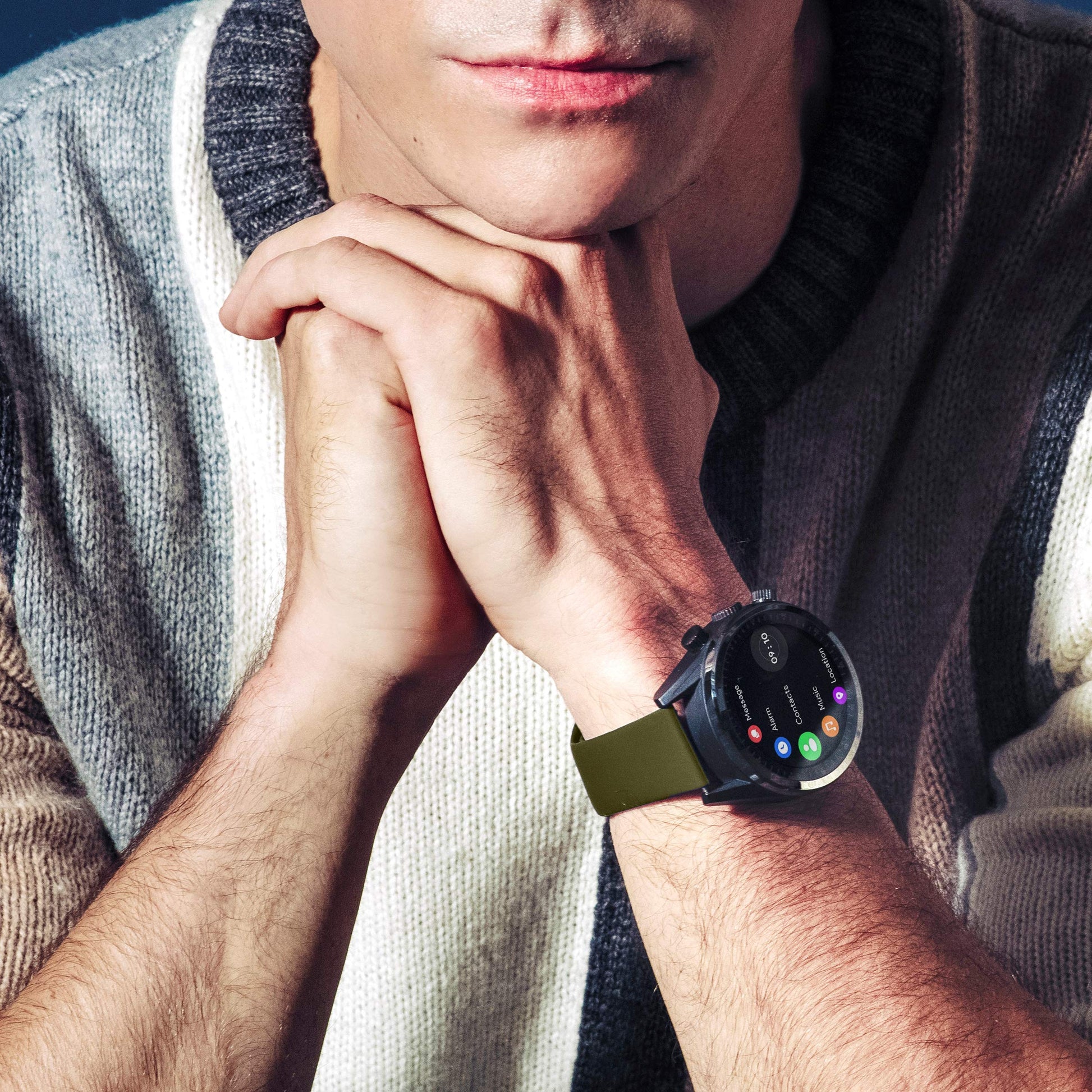 WatchOut Wearables Presents MadGaze : World's First Gesture Controlled & 4G IoT Enabled Smartwatch (Military Green Silicone) SaumyasStore