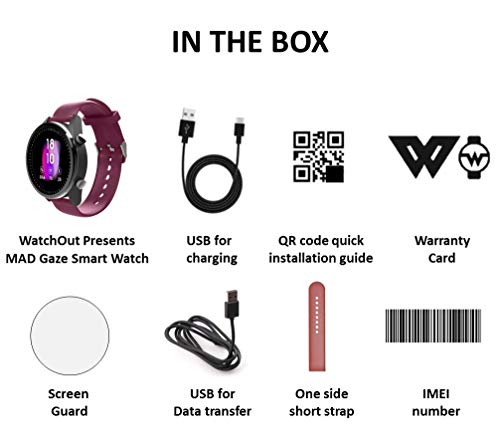 WatchOut Wearables Presents MadGaze : World's First Gesture Controlled & 4G IoT Enabled Smartwatch (Mulberry Silicone) SaumyasStore