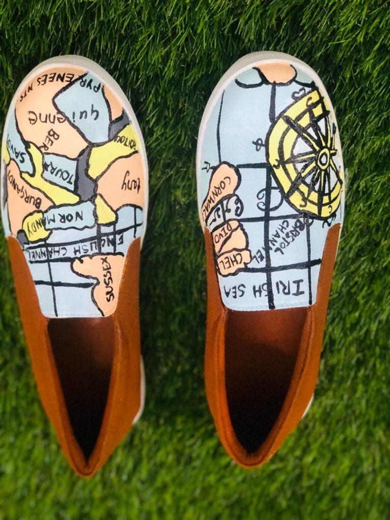 Explore the world Hand Printed Shoe - SaumyasStore