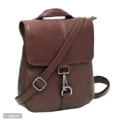 Stylish Brown Leather Solid Sling Bags For Women - SaumyasStore