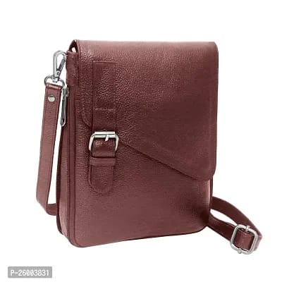 Stylish Brown Leather Solid Sling Bags For Women - SaumyasStore