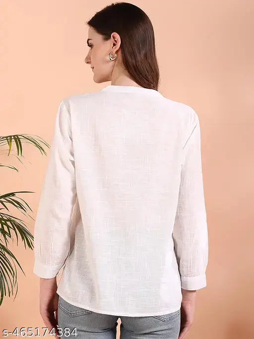 White Tie-Dye Crepe Loose Fit Shirt SaumyasStore