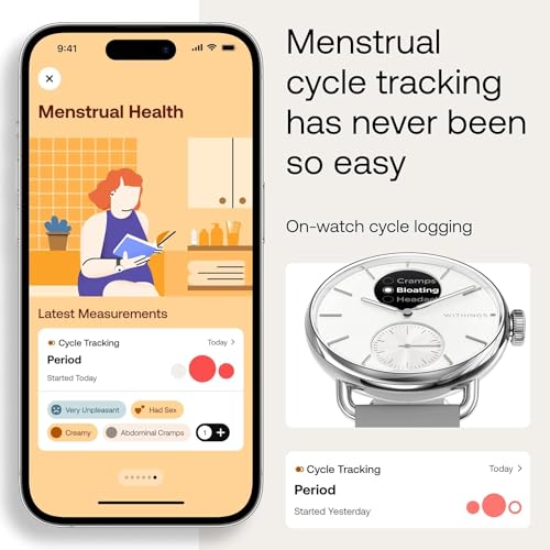 Withings ScanWatch 2, Heart Health Hybrid Smartwatch for Men & Women - ECG, with SPO2, Temperature Monitoring, Sleep, Respiratory Health, Cycle Monitoring, 30-Day Battery Life, iOS & Android - 38mm SaumyasStore