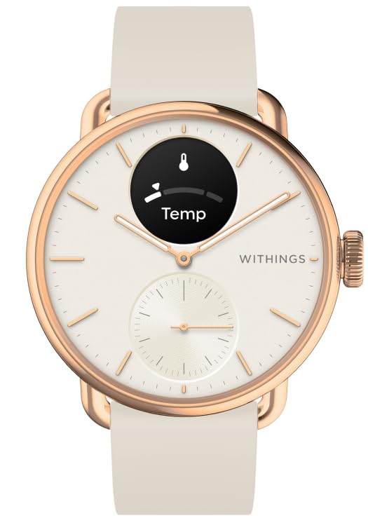 Withings ScanWatch 2, Heart Health Hybrid Smartwatch for Men & Women - ECG, with SPO2, Temperature Monitoring, Sleep, Respiratory Health, Cycle Monitoring, 30-Day Battery Life, iOS & Android - 42mm SaumyasStore