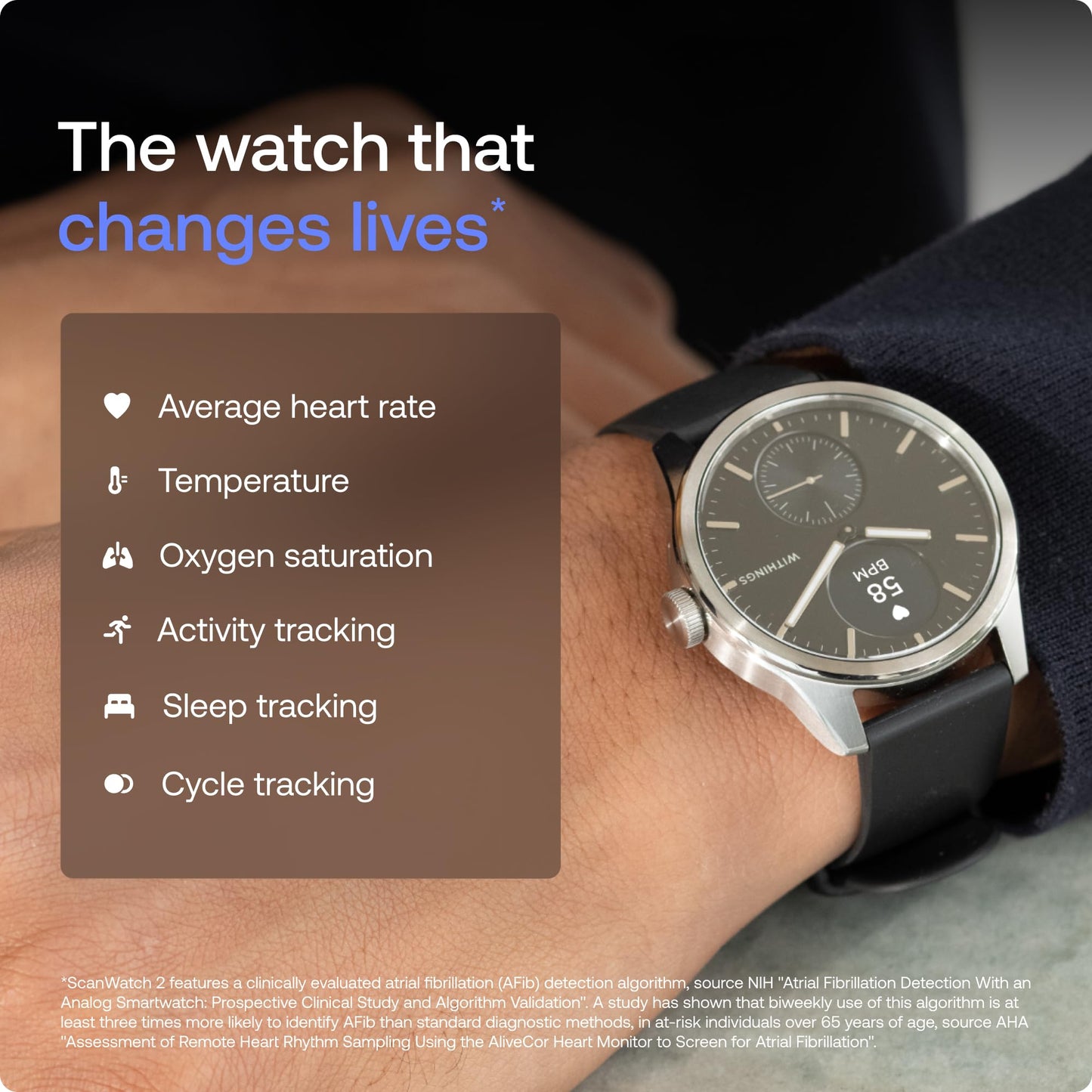 Withings ScanWatch 2, Heart Health Hybrid Smartwatch for Men & Women - ECG, with SPO2, Temperature Monitoring, Sleep, Respiratory Health, Cycle Monitoring, 30-Day Battery Life, iOS & Android (Black) SaumyasStore