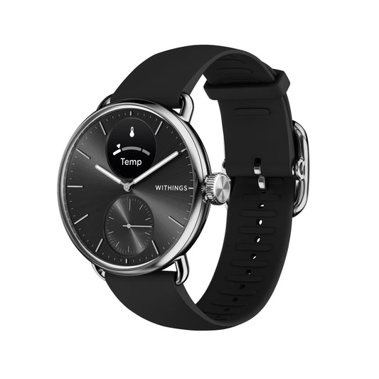 Withings ScanWatch 2, Heart Health Hybrid Smartwatch for Men & Women - ECG, with SPO2, Temperature Monitoring, Sleep, Respiratory Health, Cycle Monitoring, 30-Day Battery Life, iOS & Android (Black) SaumyasStore
