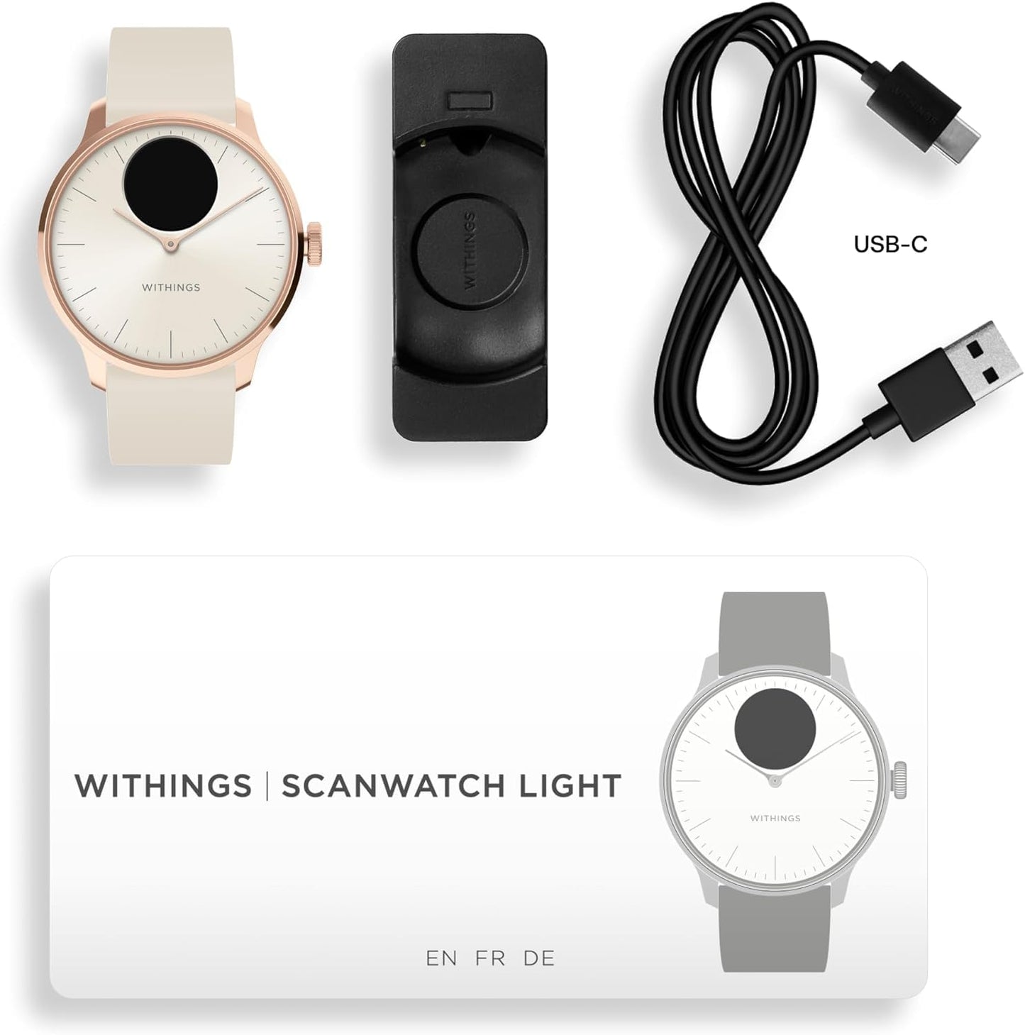 Withings ScanWatch Light - Hybrid Smartwatch, 24/7 Heart Monitoring, Activity Tracking, Cycle Tracking, Sleep Monitoring, Connected GPS, 30-Day Battery Life, Android & Apple Compatible (Rose Gold) SaumyasStore