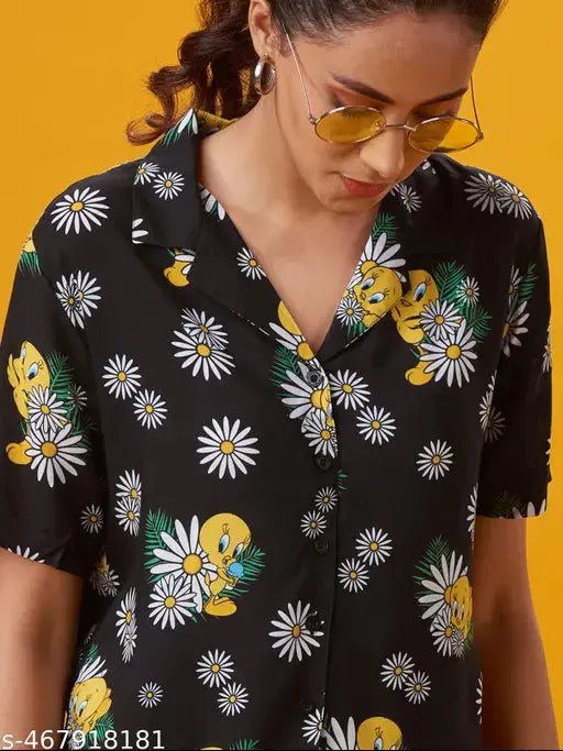 Women Regular Fit Printed Lapel Collar Casual Shirt SaumyasStore