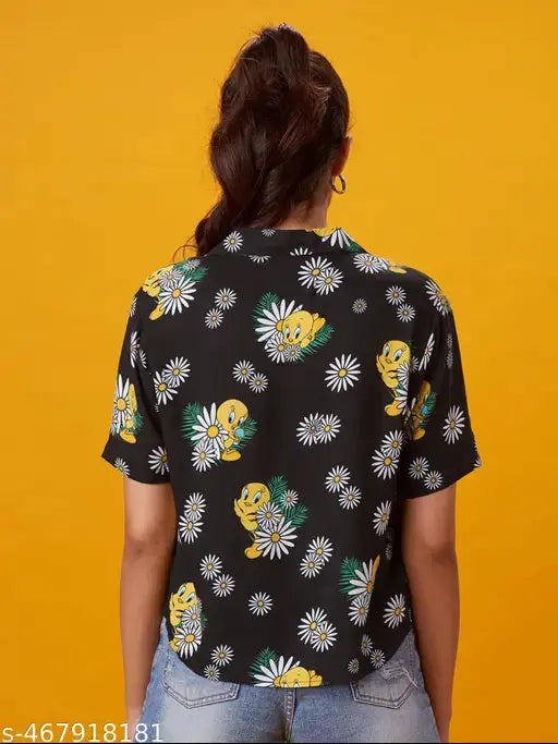 Women Regular Fit Printed Lapel Collar Casual Shirt SaumyasStore