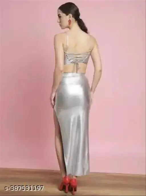 Women Two Piece Dress Silver Dress SaumyasStore