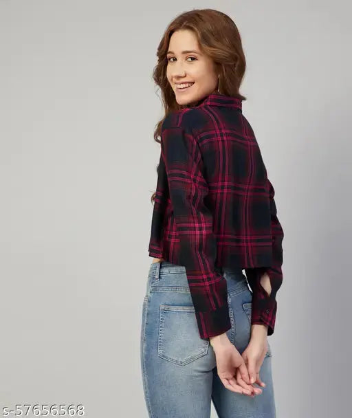 Women's Self-Design Regular Navy Blue Shirts SaumyasStore