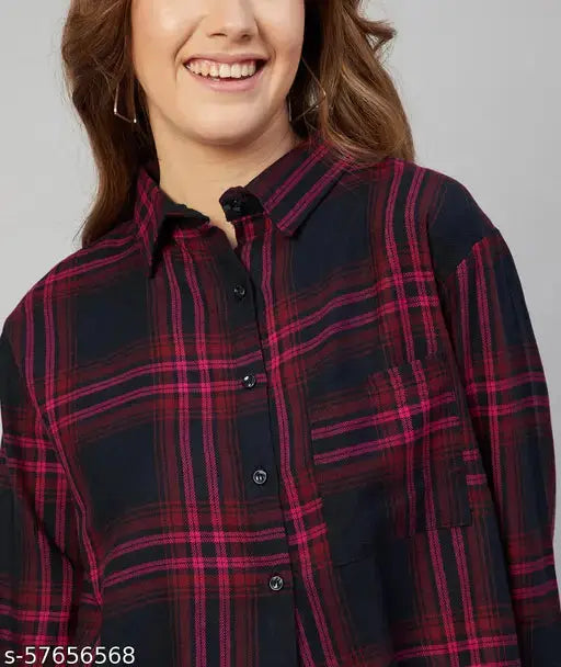 Women's Self-Design Regular Navy Blue Shirts SaumyasStore