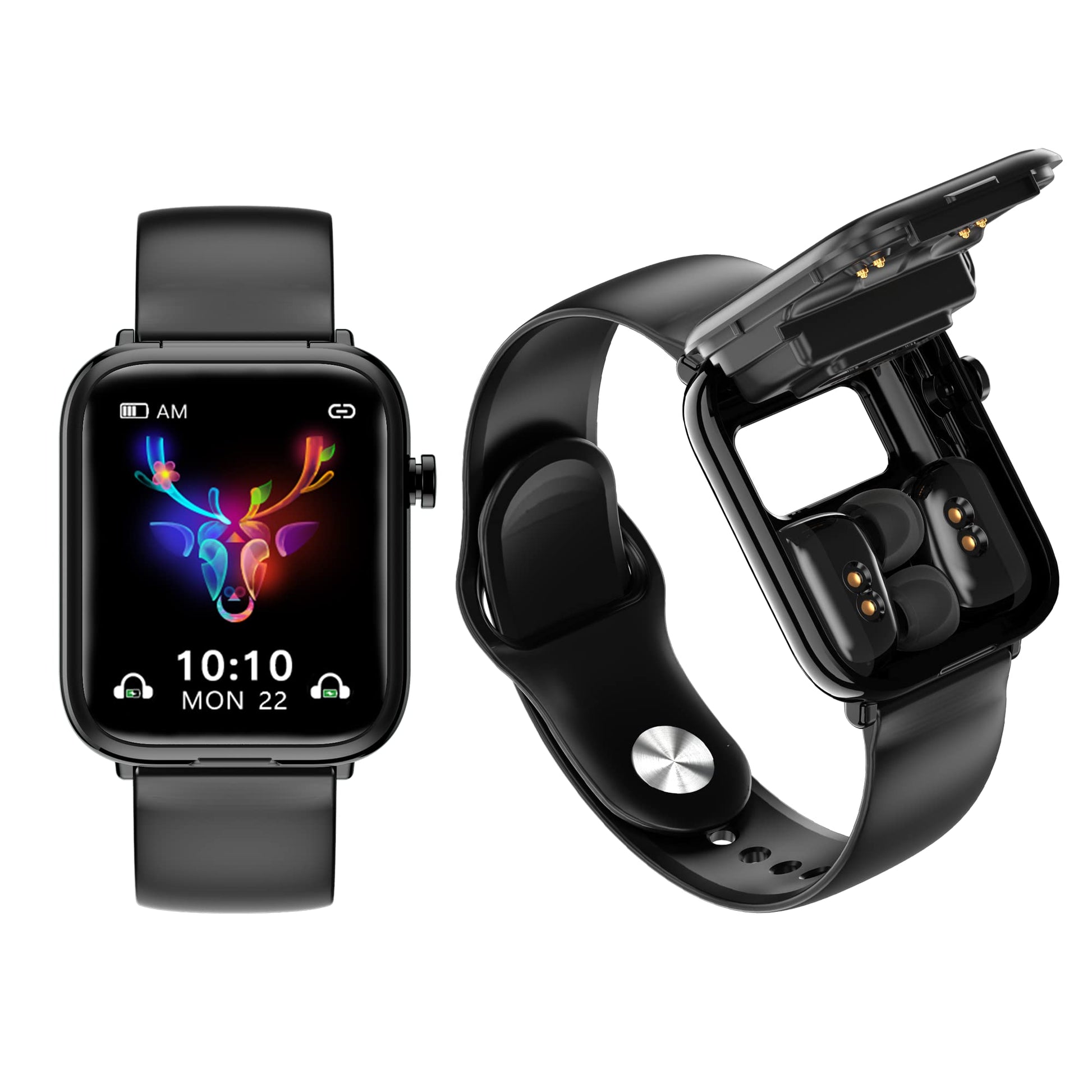 X8 2 in 1 Smart Watch with Earbuds Smartwatch TWS Bluetooth Earphone Health Monitor Sport Watch Fitness Tracker (X8-Black) SaumyasStore