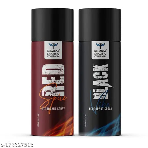 Bombay Shaving Company Perfume Body Spray For Men| Red Spice and Black Vibe | Deodorant for Men Fragrance | 150ml each (Pack of 2)