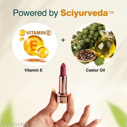 Nourish Mantra Creamy Matte Lipstick - Jamun Crush | Non-drying, Highly Pigmented Lipstick | Matte Finish | Enriched with Castor Oil & Vitamin E | Lipstick for Women | 4 g