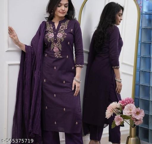 Women Embroidered Chanderi  SILK  kurta set