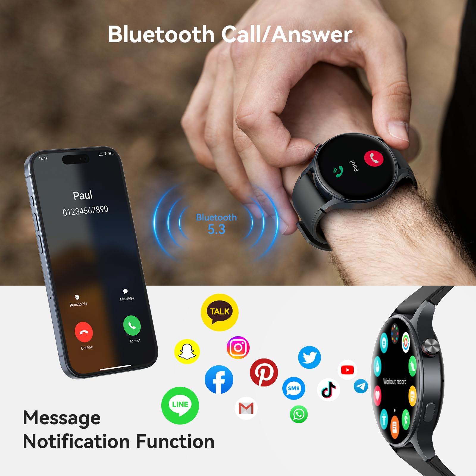 aeac Smart Watch for Men Women, AMOLED Ultra-Clear Screen Fitness Trackers with Heart Rate/Sleep/SpO2 Monitor, Smartwatch for iPhone/Samsung/Android, 110+ Sport Modes Waterproof Reloj Inteligente SaumyasStore