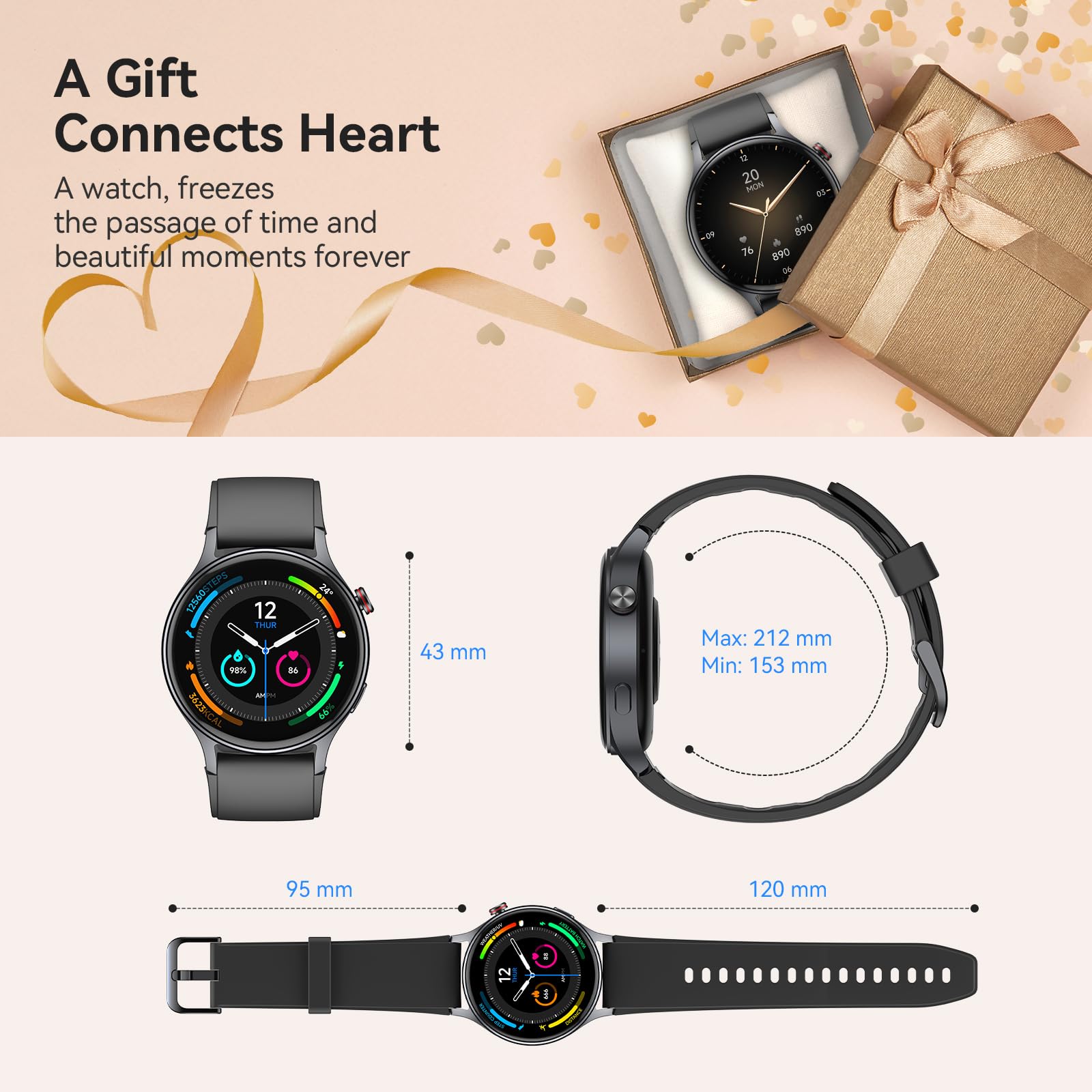 aeac Smart Watch for Men Women, AMOLED Ultra-Clear Screen Fitness Trackers with Heart Rate/Sleep/SpO2 Monitor, Smartwatch for iPhone/Samsung/Android, 110+ Sport Modes Waterproof Reloj Inteligente SaumyasStore