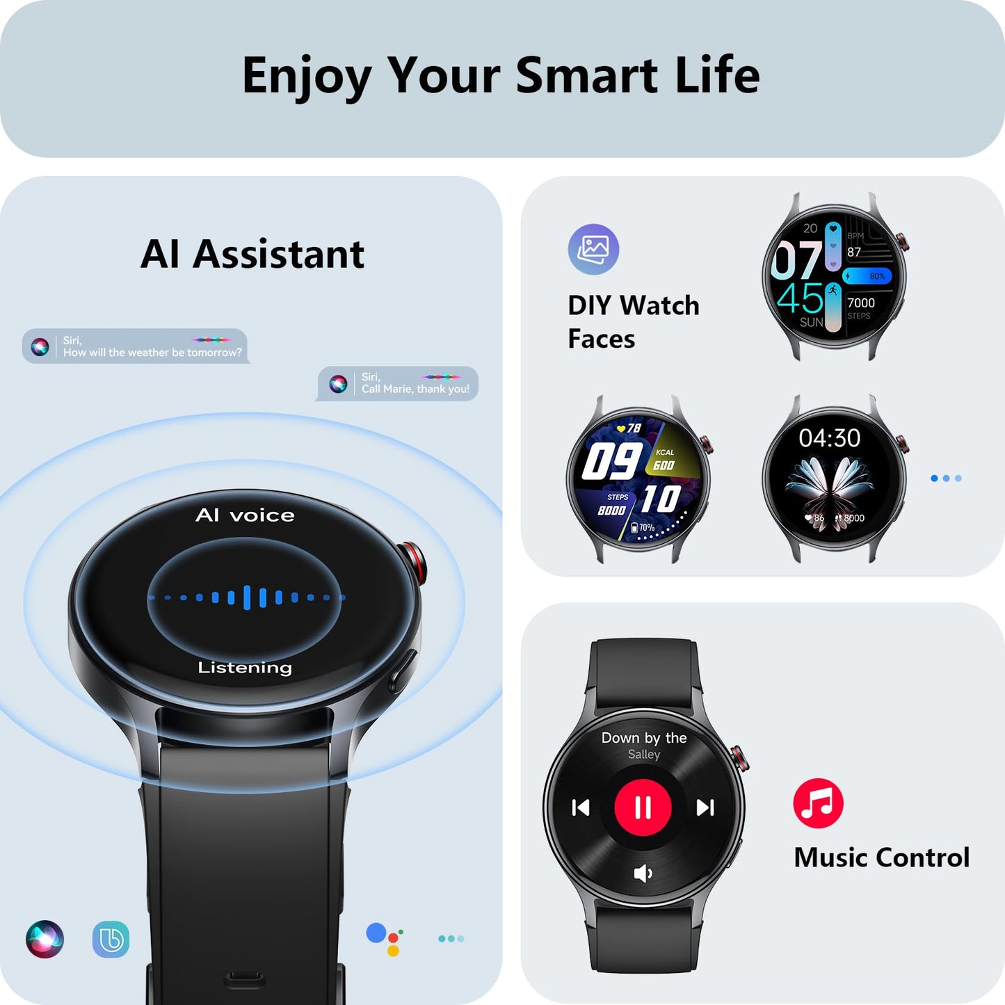 aeac Smart Watch for Women, AMOLED Ultra-Clear Screen Activity Trackers with Heart Rate/Sleep/SpO2 Monitor, Smartwatch for iPhone/Samsung/Android, 110+ Sport Modes Waterproof Fitness Watch (Black) SaumyasStore