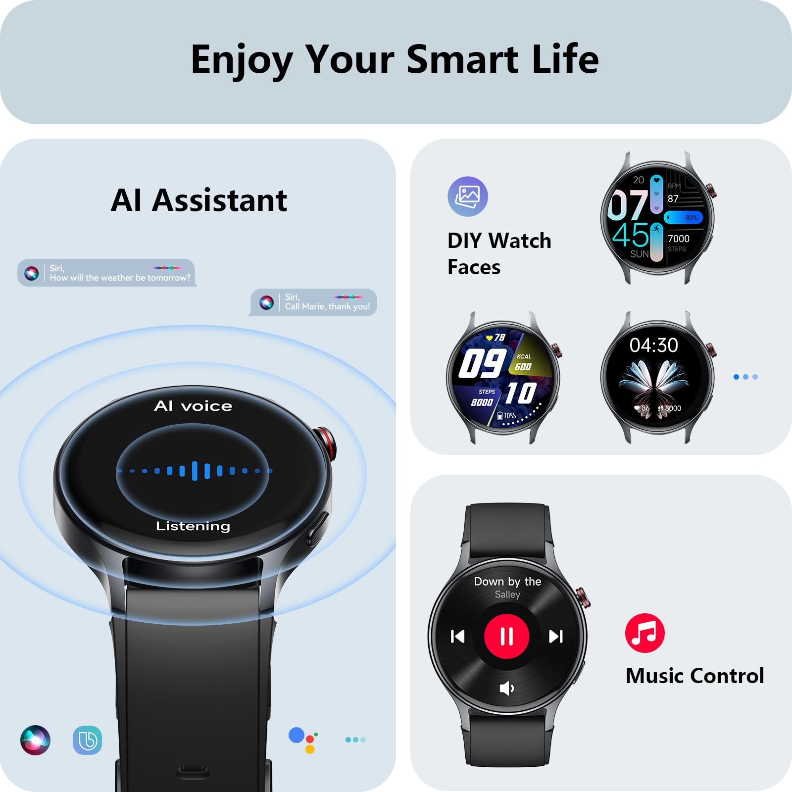 aeac Smart Watch for Women, AMOLED Ultra-Clear Screen Activity Trackers with Heart Rate/Sleep/SpO2 Monitor, Smartwatch for iPhone/Samsung/Android, 110+ Sport Modes Waterproof Fitness Watch (Black) SaumyasStore