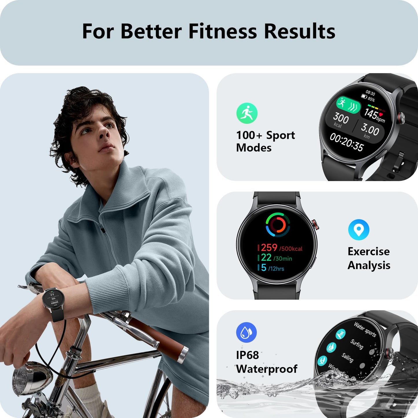 aeac Smart Watch for Women, AMOLED Ultra-Clear Screen Activity Trackers with Heart Rate/Sleep/SpO2 Monitor, Smartwatch for iPhone/Samsung/Android, 110+ Sport Modes Waterproof Fitness Watch (Black) SaumyasStore