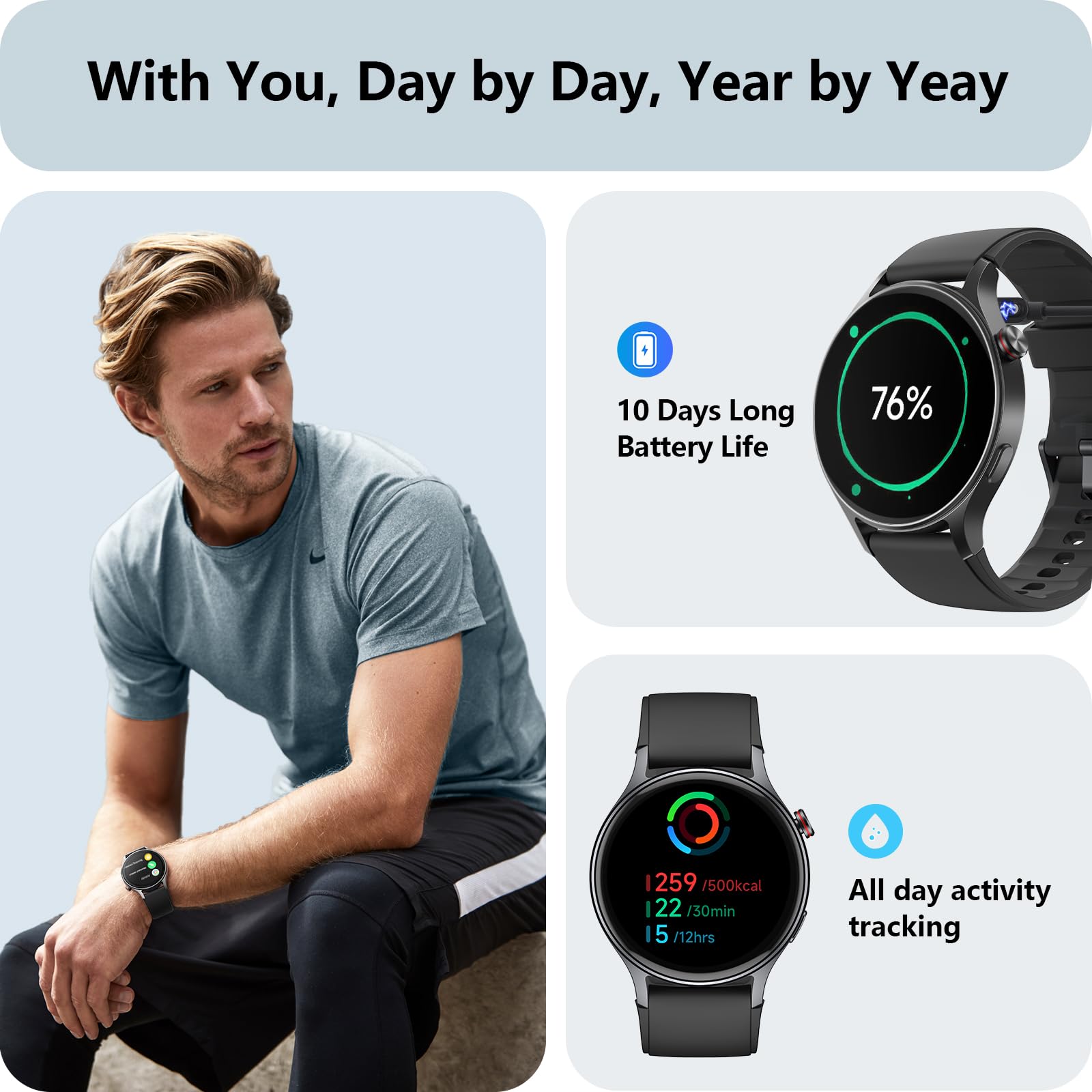 aeac Smart Watch for Women, AMOLED Ultra-Clear Screen Activity Trackers with Heart Rate/Sleep/SpO2 Monitor, Smartwatch for iPhone/Samsung/Android, 110+ Sport Modes Waterproof Fitness Watch (Black) SaumyasStore