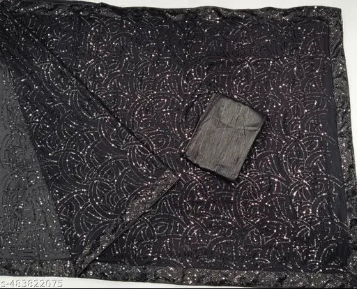 Pure Georgette Embroidered Saree with Blouse