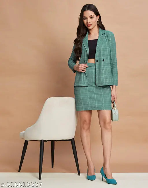 SELVIA Lycra Green Printed Co ords set