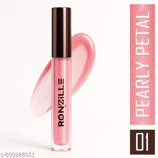 Ronzille-Lip Gloss | High-Glossy Shine | Enriched with Vitamin E | Lightweight | Non Sticky | Hydrating Formula | Pearly Petal-3ml