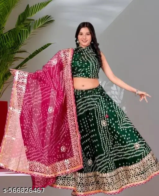 Red Jaipuri Tussar Silk Chniya Choli & Lehenga Choli