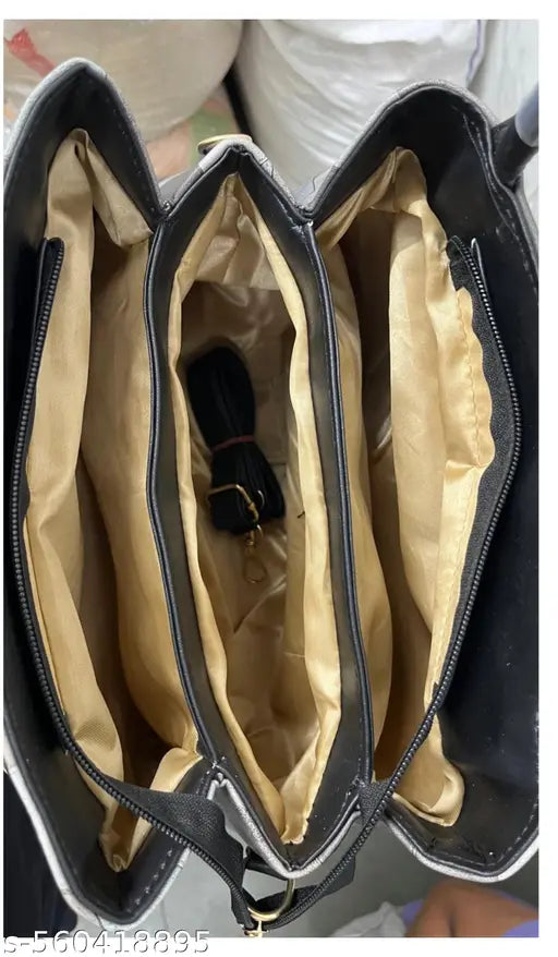 Stylish Black PU Leather Handbag for Women | Shoulder & Tote Bag