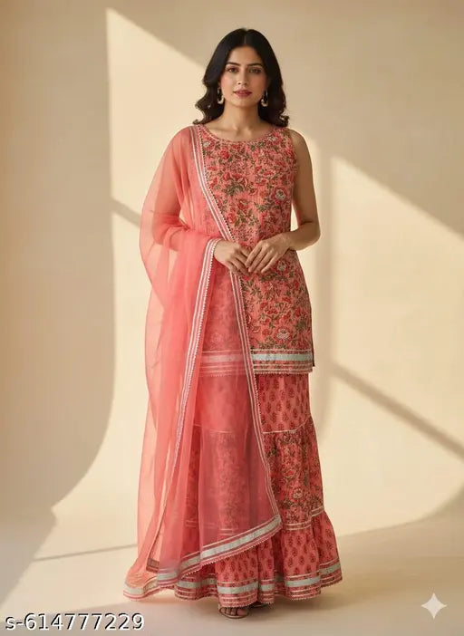 A-line styl sharara set