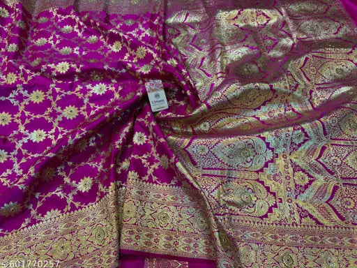 Rani pink banarasi wedding silk saree for bride and festival