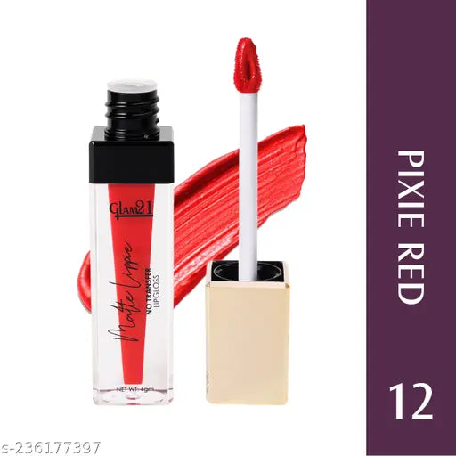 Glam21 Matte Lippie No Transfer Lip Gloss | Lightweight and comfortable| Creamy Matte Formula - 4 gm | Pixie Dust-12