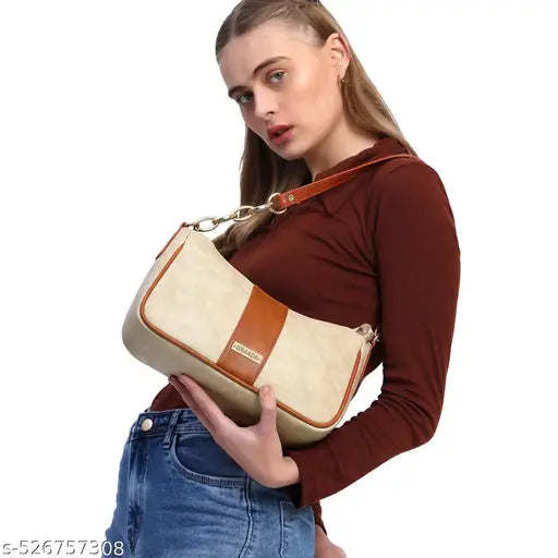 GRAADA Synthetic Leather Stylish Fancy Design Shoulder Crossbody Purse College Handbag For Women