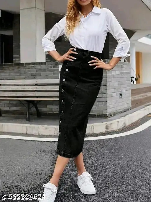Woman High Waist Denim Skirt