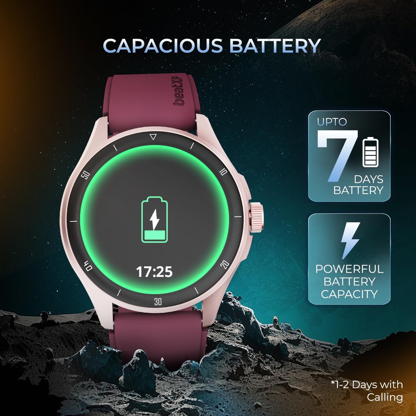 beatXP Vega Neo 1.43" (3.6 cm) Super AMOLED Display, One-Tap Bluetooth Calling Smart Watch, Metal Body, 466 * 466px, 500 Nits Brightness (Gold & Deep Wine) SaumyasStore