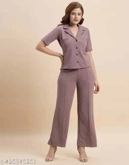 SELVIA Women's Round Neck Top & Bottom Sets