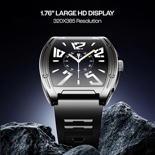 boAt Enigma Ascend Men's Luxury Smart Watch w/ 1.76”(4.47 cm) HD Display, Functional Crown, BT Calling, Upto 5 Days Battery, 100+Sports Modes, 200+Watch Faces, IP68, HR & SPO(Active Black) SaumyasStore