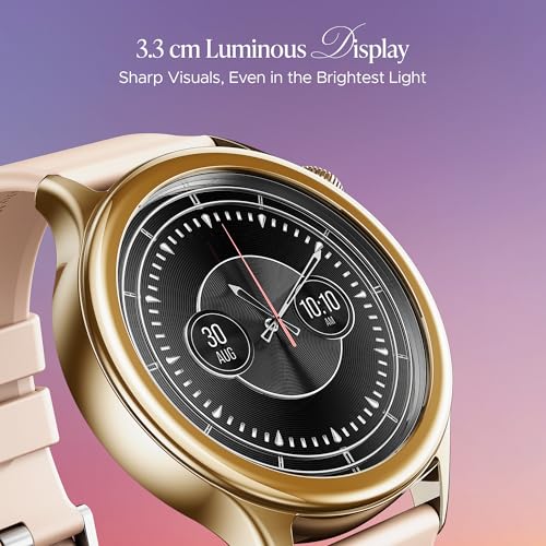 boAt Enigma Daze Women's Luxury Smart Watch w/ 1.3”(3.3cm) Luminous Display, Emergency SOS Live Location Sharing, Functional Crown, Watch Face Studio, QR Tray, BT Calling, HR & SpO2 (Cherry Blossom) SaumyasStore