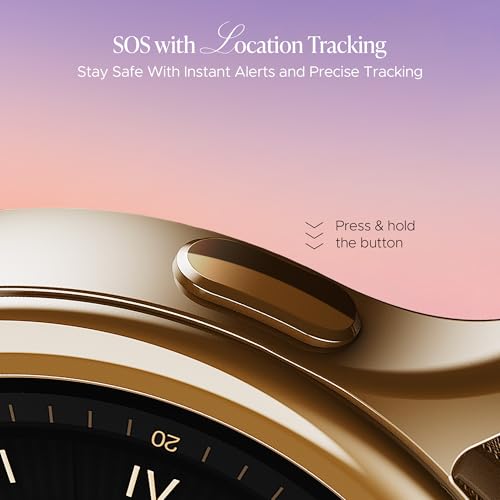 boAt Enigma Daze Women's Luxury Smart Watch w/ 1.3”(3.3cm) Luminous Display, Emergency SOS Live Location Sharing, Functional Crown, Watch Face Studio, QR Tray, BT Calling, HR & SpO2 (Metallic Gold) SaumyasStore