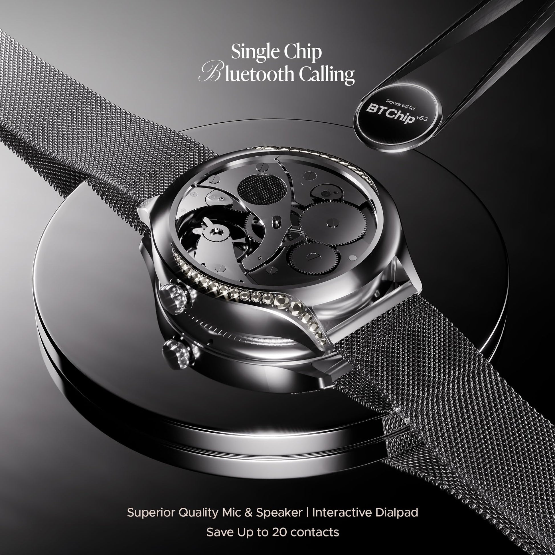 boAt Enigma Gem Women's Luxury Smart Watch w/ 1.19” (3.02cm) AMOLED Display, Emergency SOS Live Location Sharing, Watch Face Studio, QR Tray, BT Calling, 700+ Active Mode, HR & SpO2 (Metallic Silver) SaumyasStore